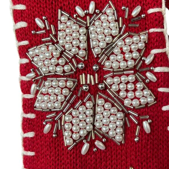 Victoria Jones Women's Beaded + Knit Red Christmas Vest Size Medium - Picture 4 of 12